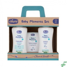 CHICCO BABY MOMENTS SET BAGNO DELICATO CORPO-CAPELLI PELLI DELICATE 200 ML + CREMA CORPO PELLI DELICATE 200 ML + ACQUA DI COLONIA BABY SMELL PELLI DELICATE 100 ML