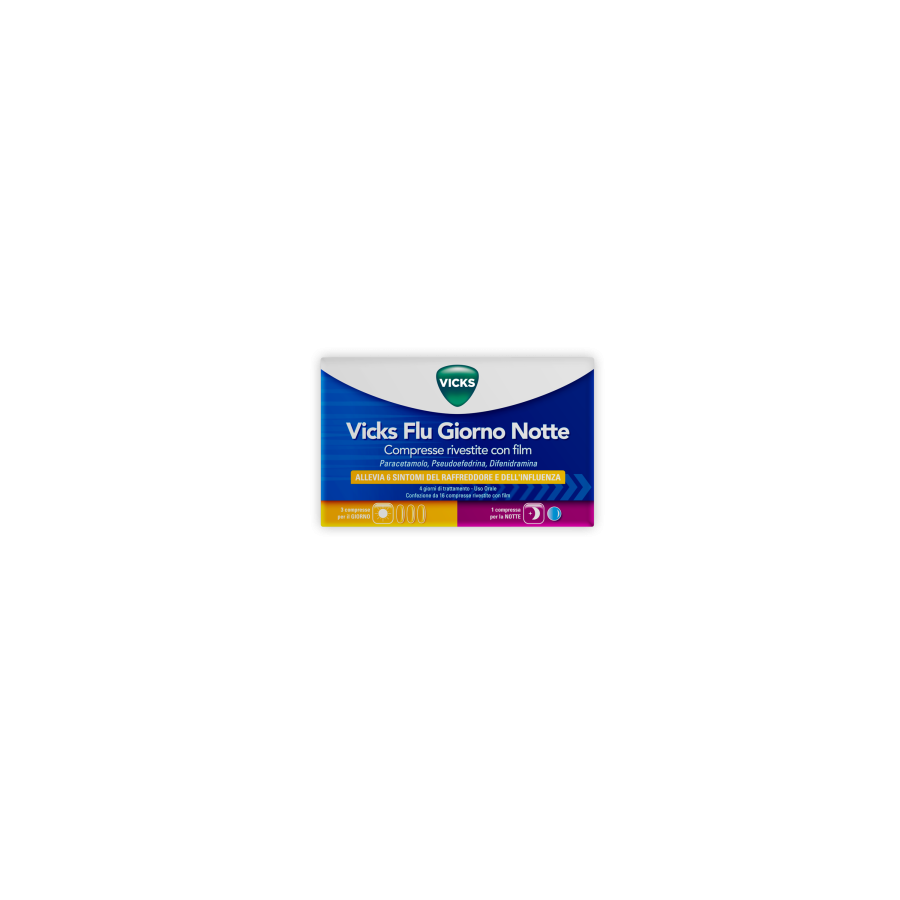 VICKS FLU GIORNO NOTTE*12+4CPR