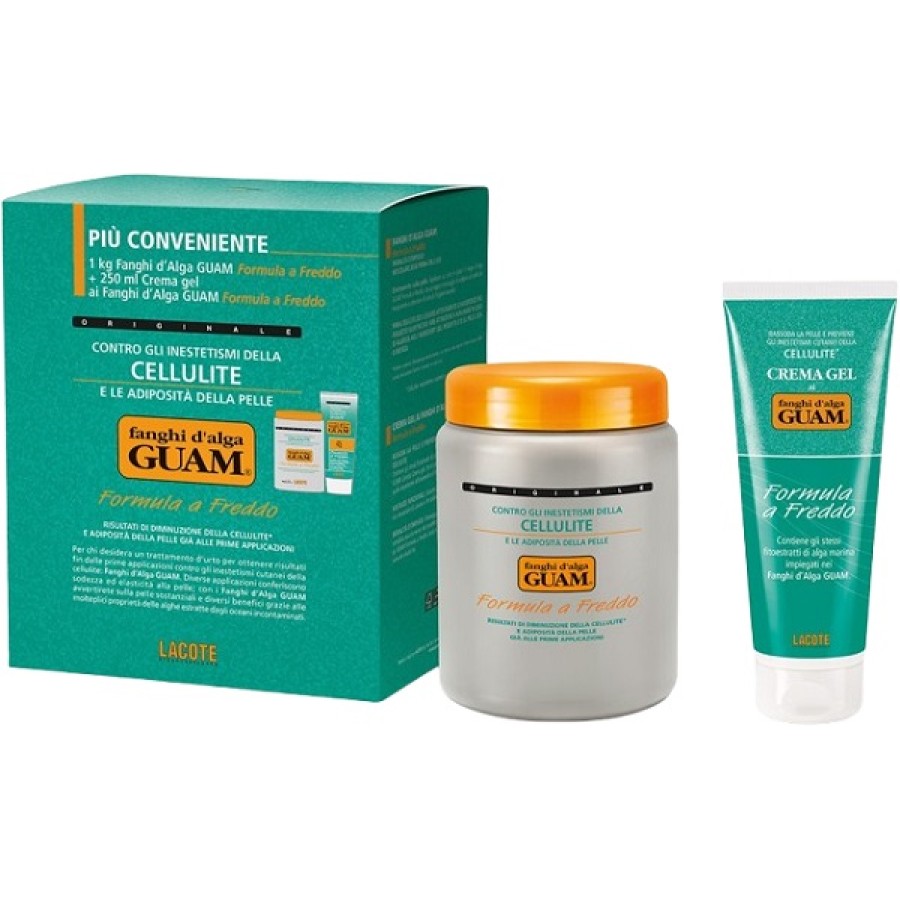 GUAM FANGHI D'ALGA CONFEZIONE CONVENIENZA FREDDA CON FANGHI D'ALGA GUAM 1 KG + CREMA GEL 250 ML FORMULA A FREDDO