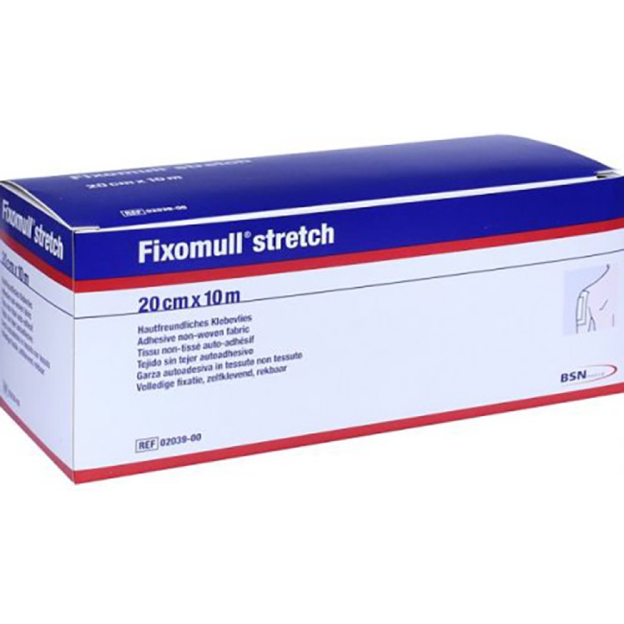 FASCIA AUTOADESIVA IPOALLERGENICA FISSAGGIO SU AMPIA SUPERFICIE FIXOMULL. SUPPORTO IN GARZA DI VISCOSA COLORE BIANCO MASSA IN POLICARBONATO SENZA RESINE E GOMME NATURALI. 20X1000CM