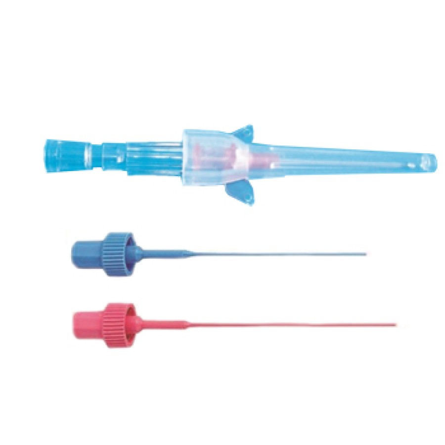 AGO CANNULA MONOVIA 20 GAUGE 0,9X25MM IN ACCIAIO INOX CON SILICONATURA ESTERNA, TAPPO LUER LOCK E ALETTE LATERALI COLORE BLU
