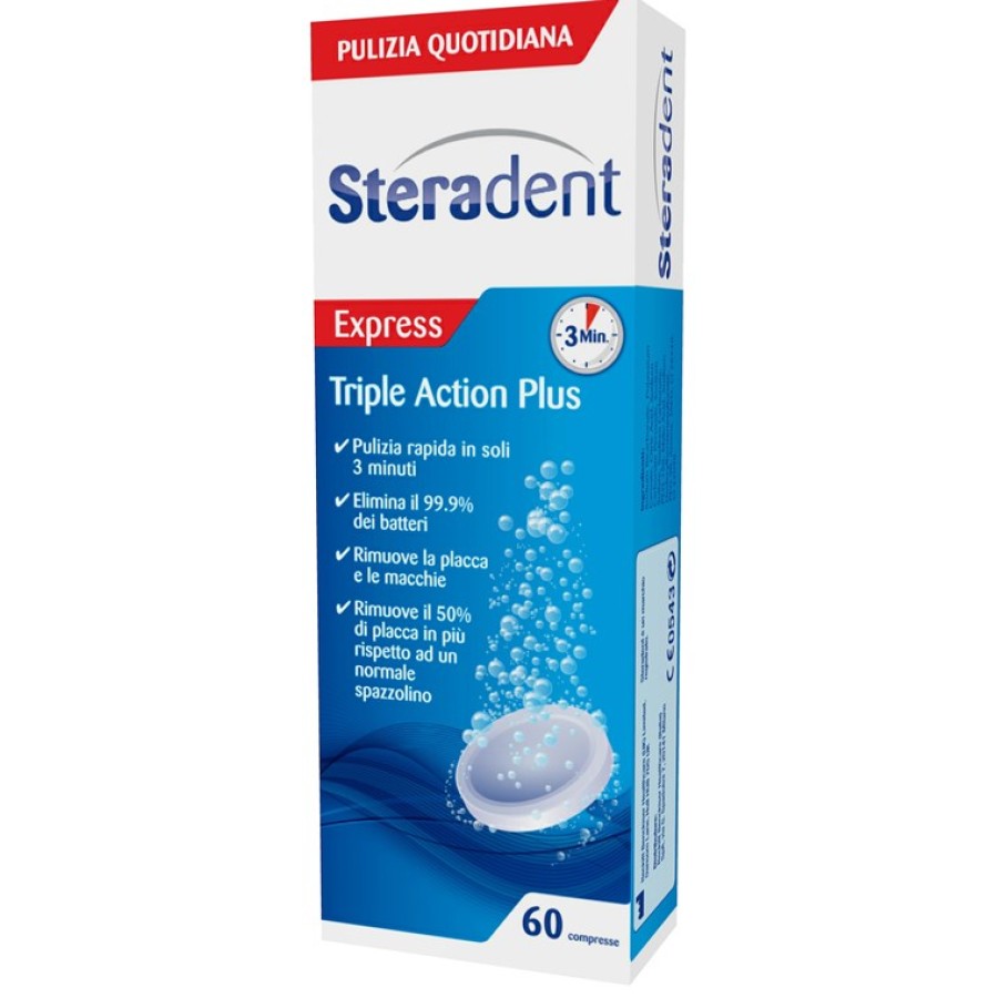 STERADENT TRIPLE ACTION PLUS 60 COMPRESSE PULENTI STERADENT TRIPLE ACTION PLUS 60 COMPRESSE PULENTI