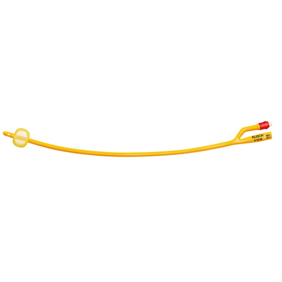 CATETERE FOLEY A MEDIA PERMANENZA  RUSCH GOLD PLUS A 2 VIE IN SILKOLATEX LATTICE-SILICONE PER ADULTO CH18 LUNGHEZZA 40 CM PUNTA CILINDRICA A 2 FORI PALLONCINO 30-50 ML 1 PEZZO