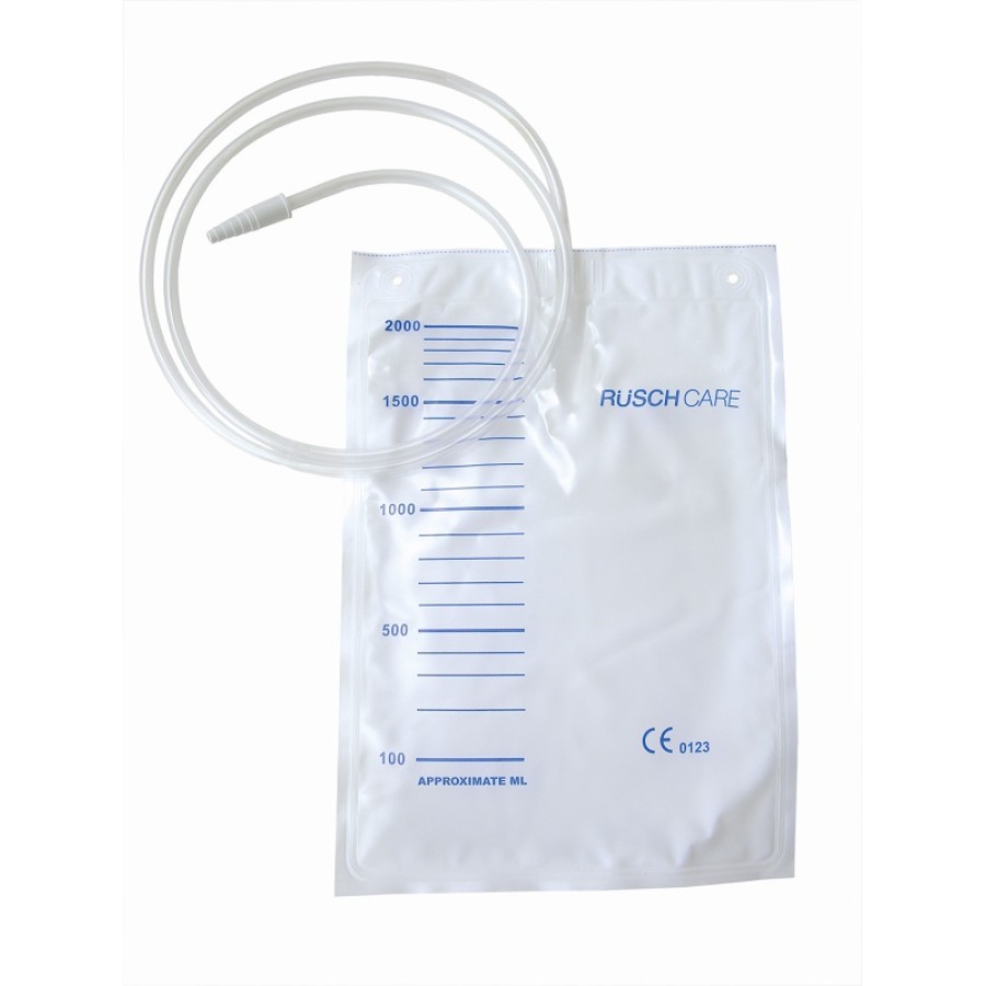 SACCA DI RACCOLTA URINA DA LETTO MONOUSO NON STERILE CAPACITA' 2000 ML CON TUBO DI RACCORDO LUNGHEZZA 90 CM DIAMETRO 5X7 MM VALVOLA DI NON RITORNO 1 GANCIO 30 PEZZI