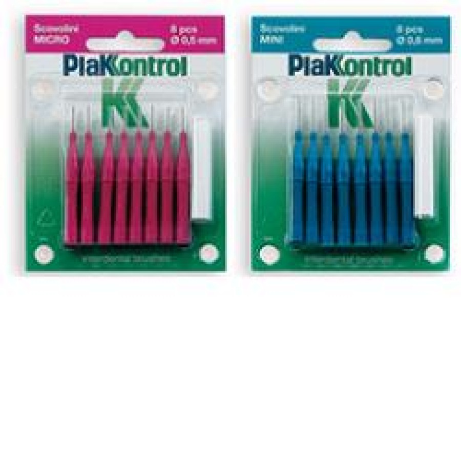 PLAKKONTROL SCOVOLINO MINI 0,6 MM 8 PEZZI + MANICO PLAKKONTROL SCOVOLINO MINI 0,6 MM 8 PEZZI + MANICO
