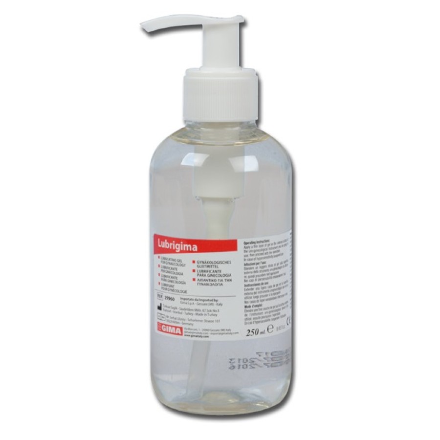 GEL LUBRIFICANTE PER GINECOLOGIA LUBRIGIMA PER INSERIMENTO FACILITATO DI STRUMENTARIO PER INDAGINI GINECOLOGICHE TRASPARENTE SOLUBILE IN ACQUA IN DISPENSER DA 250ML