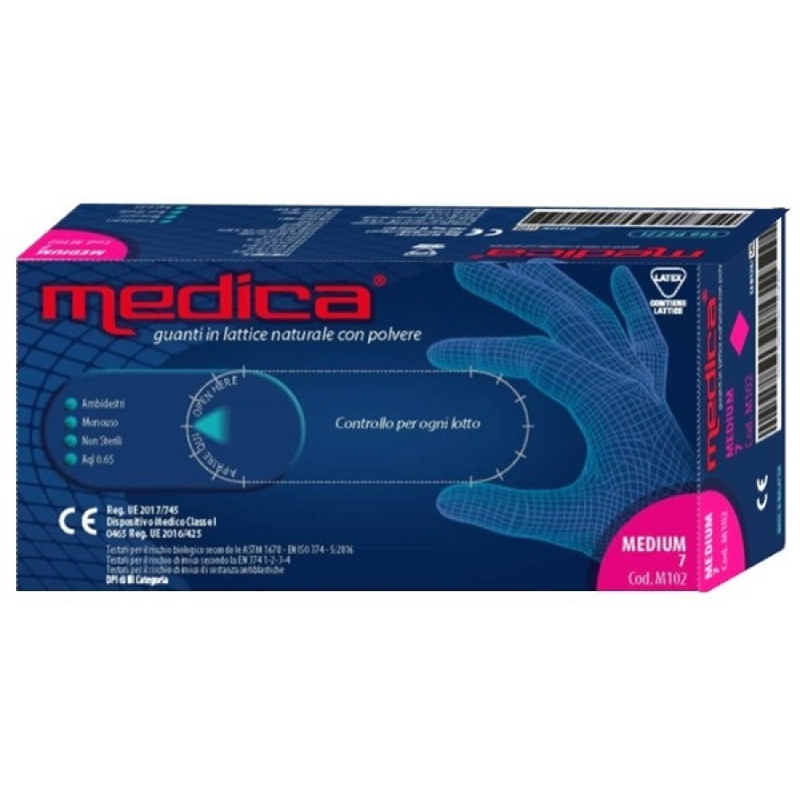 MEDICA GUANTO LATTICE N/STERILE CON POLVERE DM MISURA M 100 PEZZI