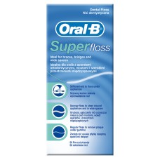 FILO INTERDENTALE ORAL B SUPERFLOSS ESTREMITA' RIGIDA + FILO SPUGNOSO + FILO STANDARD 50 PEZZI PRETAGLIATI