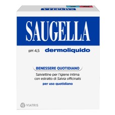 SAUGELLA DERMOLIQUIDO PH 4,5 SALVIETTINE IGIENE INTIMA BENESSERE QUOTIDIANO 10 PEZZI