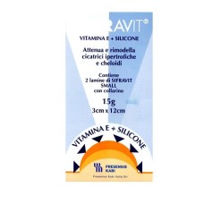PLACCA IN SILICONE E VITAMINA E SIFRAVIT DIMENSIONI 3X12CM. INDICATA NEL TRATTAMENTO DI CHELOIDI E CICATRICI IPERTROFICHE CONSEGUENTI AD INTERVENTI C HIRURGICI, USTIONI, E FERITE