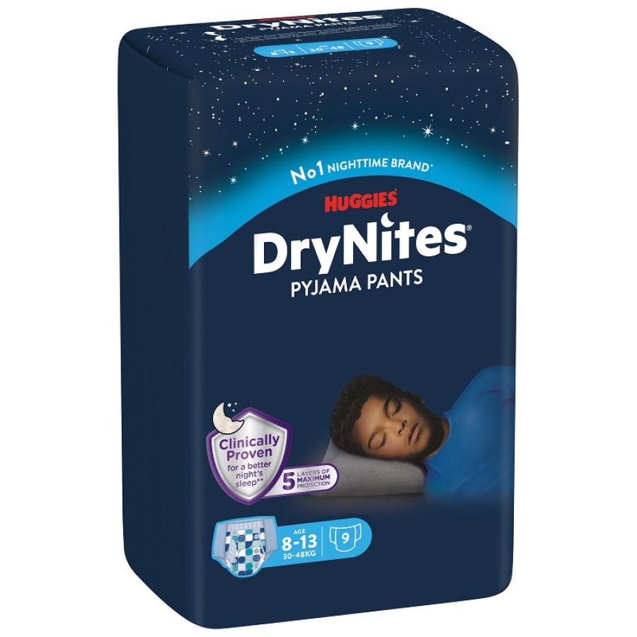 HUGGIES DRYNITES 8/15 ANNI BOY L 27/57KG PACCO SINGOLO 9 PEZZI