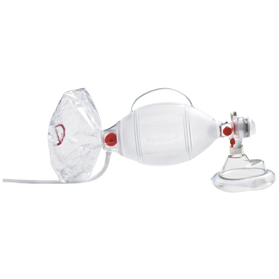 PALLONE RIANIMATORE MONOPAZIENTE AMBU SPUR II PER ADULTI PESO SUPERIORE A 30 KG VOLUME 1475 ML CON SACCA OSSIGENO VOLUME 2600 ML MASCHERA MISURA 5 E MEDIPORT