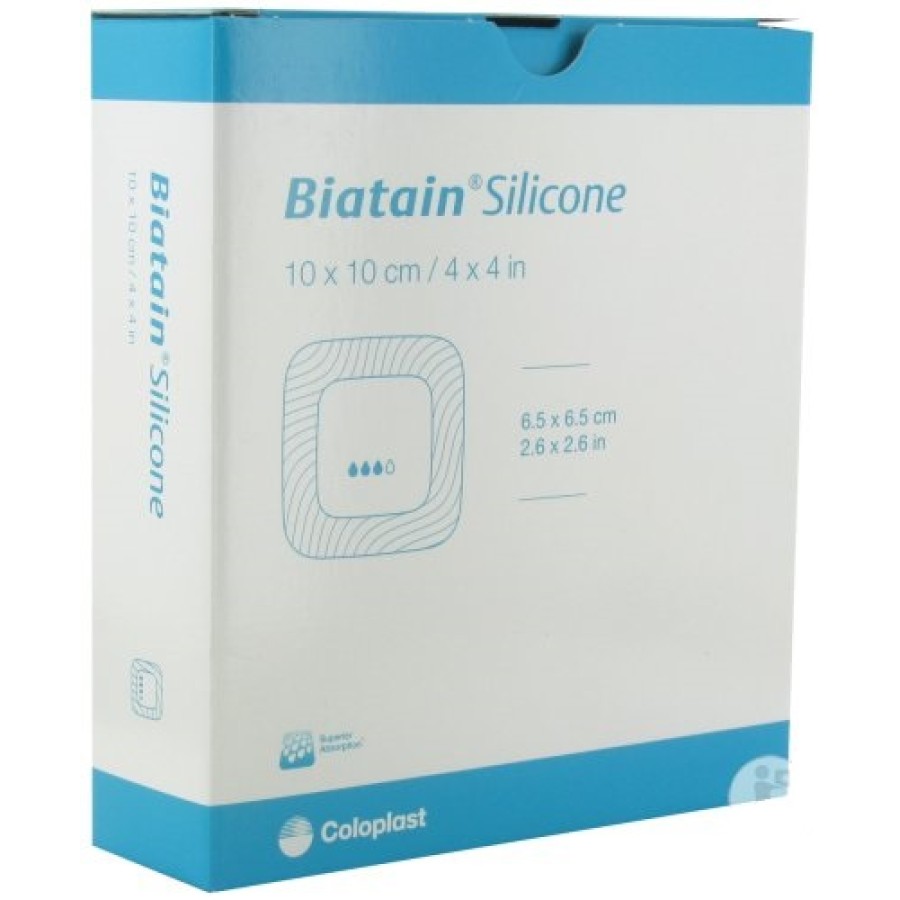 MEDICAZIONE BIATAIN IN SCHIUMA DI POLIURETANO CON BORDO ADESIVO IN SILICONE LITE 10X10 CM 10 PEZZI