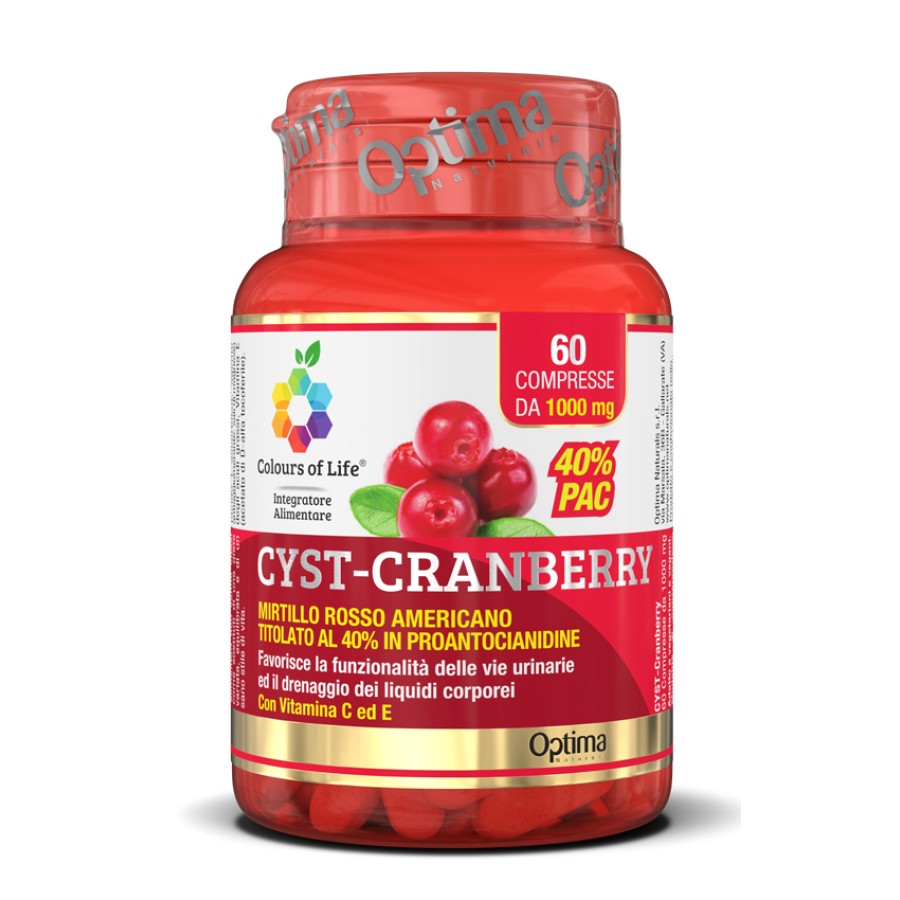 COLOURS OF LIFE CYST-CRANBERRY CON VITAMINA C E 60 COMPRESSE 1000 MG COLOURS OF LIFE CYST-CRANBERRY CON VITAMINA C E 60 COMPRESSE 1000 MG