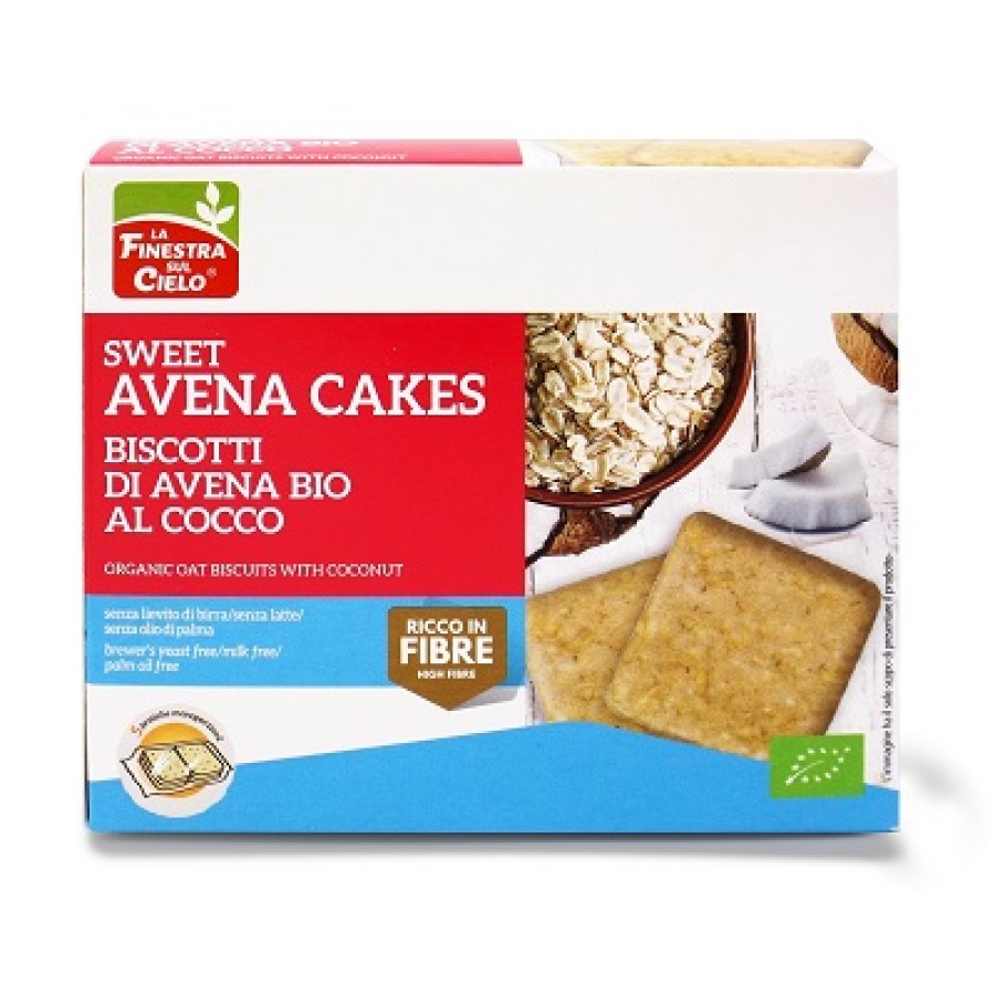 FSC SWEET AVENA CAKES BISCOTTI DI AVENA AL COCCO BIO SENZA LIEVITO DI BIRRA SENZA LATTE CO NOLIO DI GIRASOLE SENZA OLIO DI PALMA 250 G