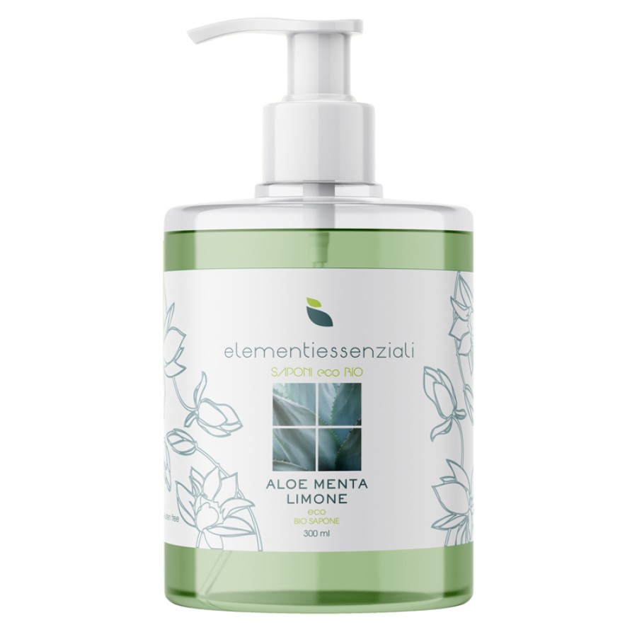 ELEMENTIESSENZIALI SAPONE ECO BIO ALOE MENTA LIMONE 300ML ELEMENTIESSENZIALI SAPONE ECO BIO ALOE MENTA LIMONE 300ML
