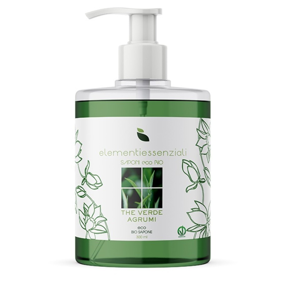 ELEMENTIESSENZIALI SAPONE ECO BIO THE VERDE AGRUMI 300ML ELEMENTIESSENZIALI SAPONE ECO BIO THE VERDE AGRUMI 300ML