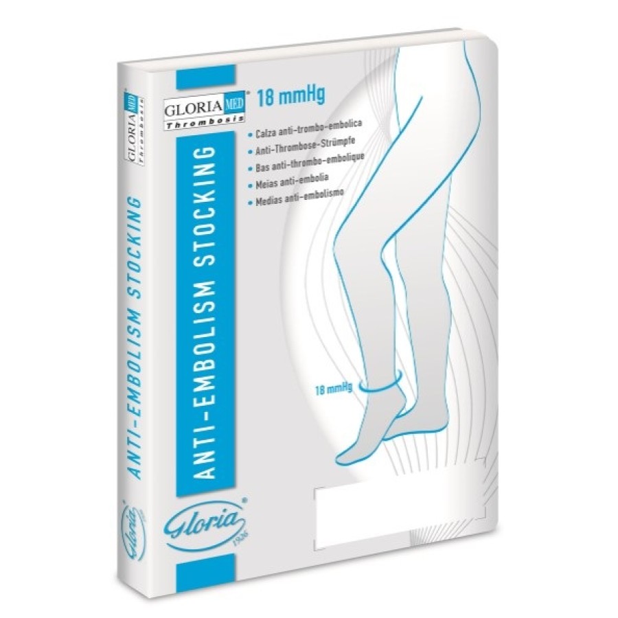 GLORIAMED THROMBOSIS 18 PUNTA CHIUSA CON FORO D'ISPEZIONE TUTTA COSCIA AUTOREGGENTE CORTO MISURA S 1 PAIO