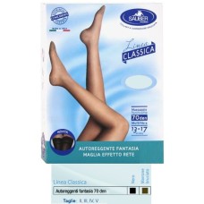 SAUBER AUTOREGGENTE FANTASIA 70 DEN MAGLIA MICRORETE COLORE NERO TAGLIA 5 LINEA CLASSICA