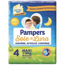 PANNOLINO PER BAMBINO PAMPERS SOLE & LUNA MAXI 18 PEZZI