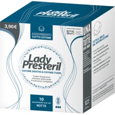 LADY PRESTERIL COTONE DENTRO & COTONE FUORI 10 ASSORBENTI CON ALI NOTTE PROMO