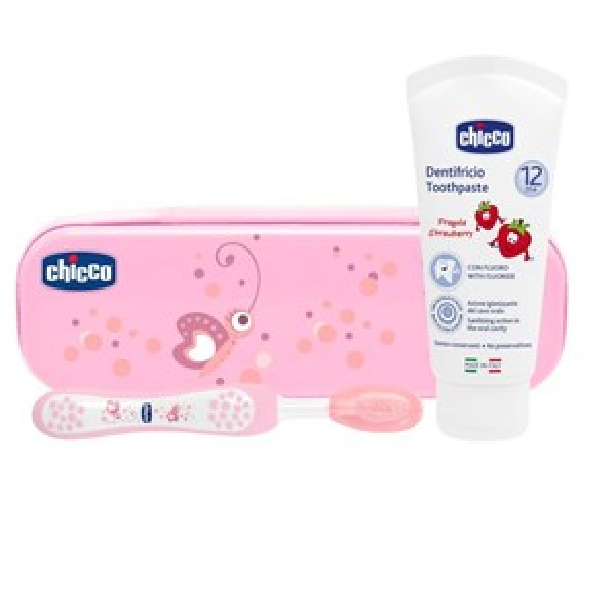 CHICCO SET DENTALE ROSA CON FLUORO CHICCO SET DENTALE ROSA CON FLUORO