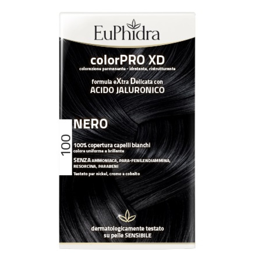 EUPHIDRA COLORPRO XD 100 NERO GEL COLORANTE CAPELLI IN FLACONE + ATTIVANTE + BALSAMO + GUANTI EUPHIDRA COLORPRO XD 100 NERO GEL COLORANTE CAPELLI IN FLACONE + ATTIVANTE + BALSAMO + GUANTI