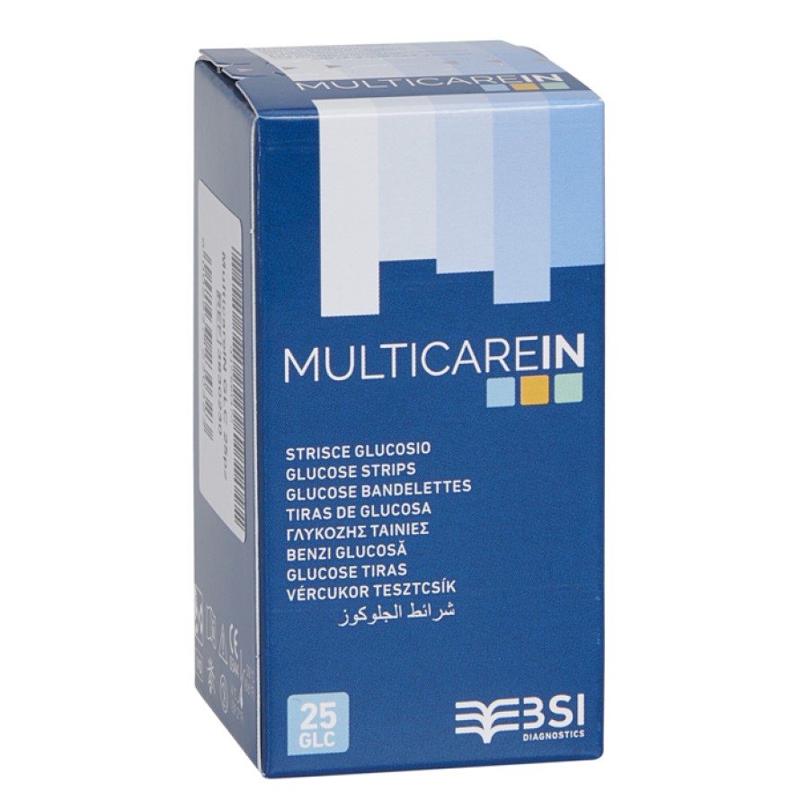STRISCE MISURAZIONE GLICEMIA MULTICARE IN GLUCOSIO ELETTRODO 25 PEZZI