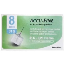 AGO PER PENNA DA INSULINA ACCU-FINE PEN NEEDLE ACCU-CHEK GAUGE 31 X 8MM 100 PEZZI AGO PER PENNA DA INSULINA ACCU-FINE PEN NEEDLE ACCU-CHEK GAUGE 31 X 8MM 100 PEZZI
