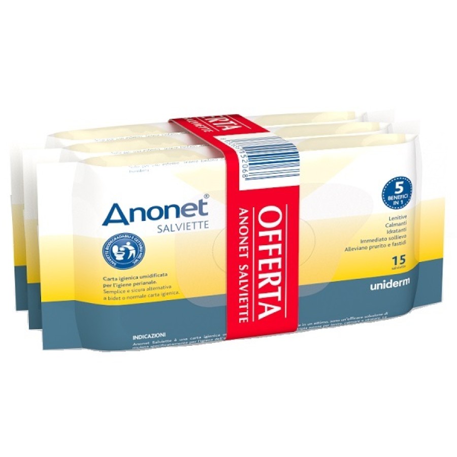 ANONET SALVIETTE 3 CONFEZIONI DA 15 PEZZI