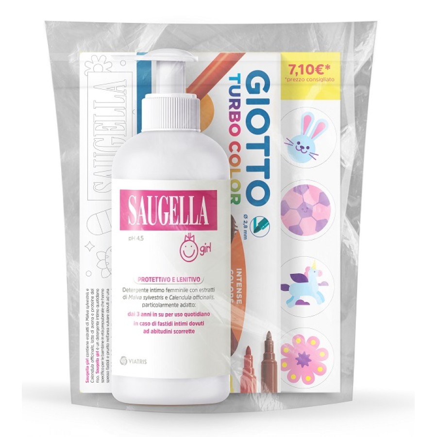 SAUGELLA BUNDLE GIRL DETERGENTE INTIMO PROTETTIVO E LENITIVO PH 4,5 200 ML + GIOTTO TURBO COLOR