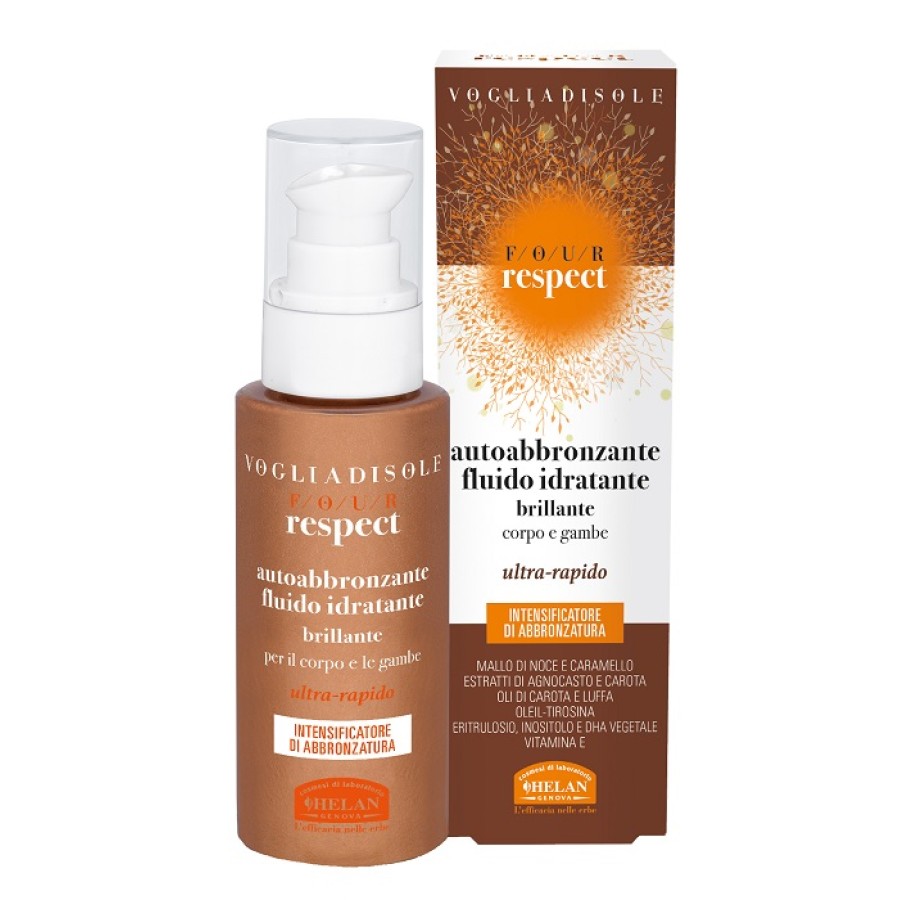 VOGLIA DI SOLE FOUR RESPECT FLUIDO IDRATANTE BRILLANTE AUTOABBRONZANTE NATURALE ACCELERATORE UNIFORMANTE 100 ML