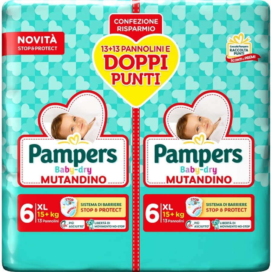 PAMPERS BABY DRY PANNOLINO MUTANDINA EXTRA LARGE DUO 26 PEZZI