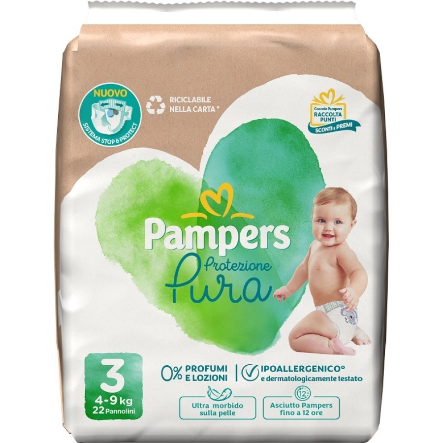PAMPERS PROTEZIONE PURA MIDI PANNOLINI 22 PEZZI