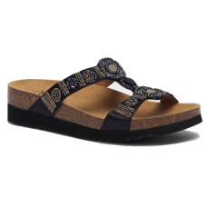 CALZATURA NEW BOGOTA' WEDGE SATIN+BEADS W BLACK/MULTI 39