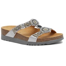 CALZATURA NEW BOGOTA' WEDGE SATIN+BEADS W SILVER/PEWTER 37