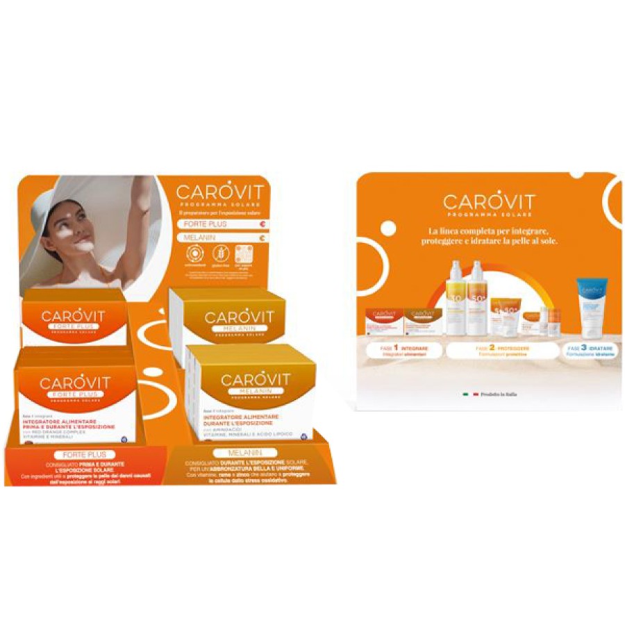 CAROVIT EXPO DA BANCO INTEGRATORI 6 PACK CAROVIT MELANIN 20 CAPSULE + 6 PACK CAROVIT FORTE PLUS 30 CAPSULE