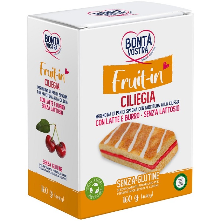 BONTA' VOSTRA FRUIT IN MERENDINA DI PAN DI SPAGNA CON FARCITURA ALLA CILIEGIA 4 PEZZI X 40 G