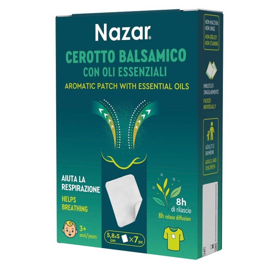 NAZAR CEROTTO BALSAMICO ADESIVO CON OLI ESSENZIALI 5,8X5 CM 7 PEZZI