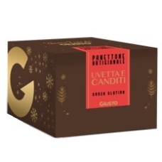 GIUSTO SENZA GLUTINE PANETTONE ARTIGIANALE CON UVETTA E CANDITI DI ARANCIA 600 G