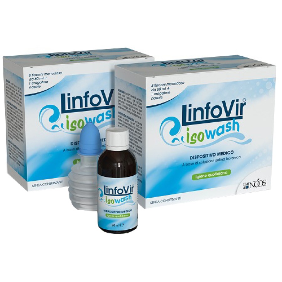 SOLUZIONE SALINA ISOTONICA LINFOVIR ISOWASH 2 ASTUCCI DA 8 FLACONI DA 60 ML