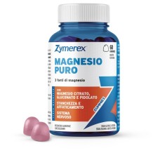 ZYMEREX MAGNESIO PURO 60 GUMMIES GUSTO CILIEGIA CON EDULCORANTI SENZA ZUCCHERI SENZA GLUTINE SENZA LATTOSIO