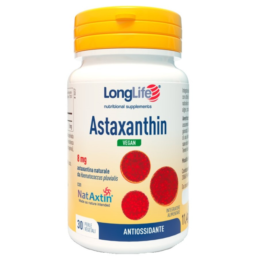 LONGLIFE ASTAXANTHIN VEGAN 8 MG 30 PERLE VEGETALI SENZA GLUTINE