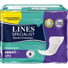 PANNOLONE PER INCONTINENZA LINES SPECIALIST DERMA PROTECTION SAGOMATO ANATOMICO SUPER 15 PEZZI