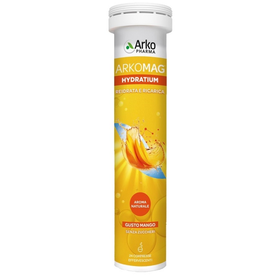 ARKOMAG HYDRATIUM REIDRATA E RICARICA MANGO 24 COMPRESSE EFFERVESCENTI SENZA ZUCCHERI CON EDULCORANTE ARKOMAG HYDRATIUM REIDRATA E RICARICA MANGO 24 COMPRESSE EFFERVESCENTI SENZA ZUCCHERI CON EDULCORANTE