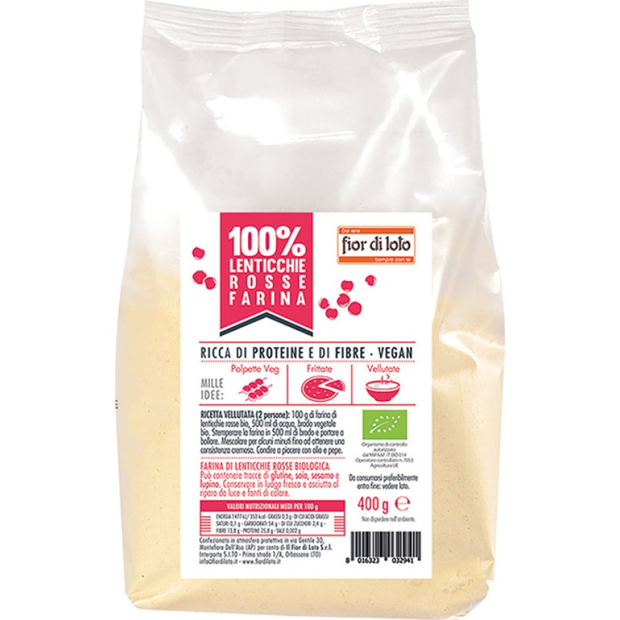 FIOR DI LOTO FARINA DI LENTICCHIE ROSSE BIO 400 G FIOR DI LOTO FARINA DI LENTICCHIE ROSSE BIO 400 G
