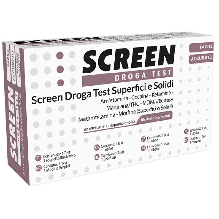 SCREEN DROGA TEST 7 DROGHE SU SUPERFICI SOLIDI O POLVERI