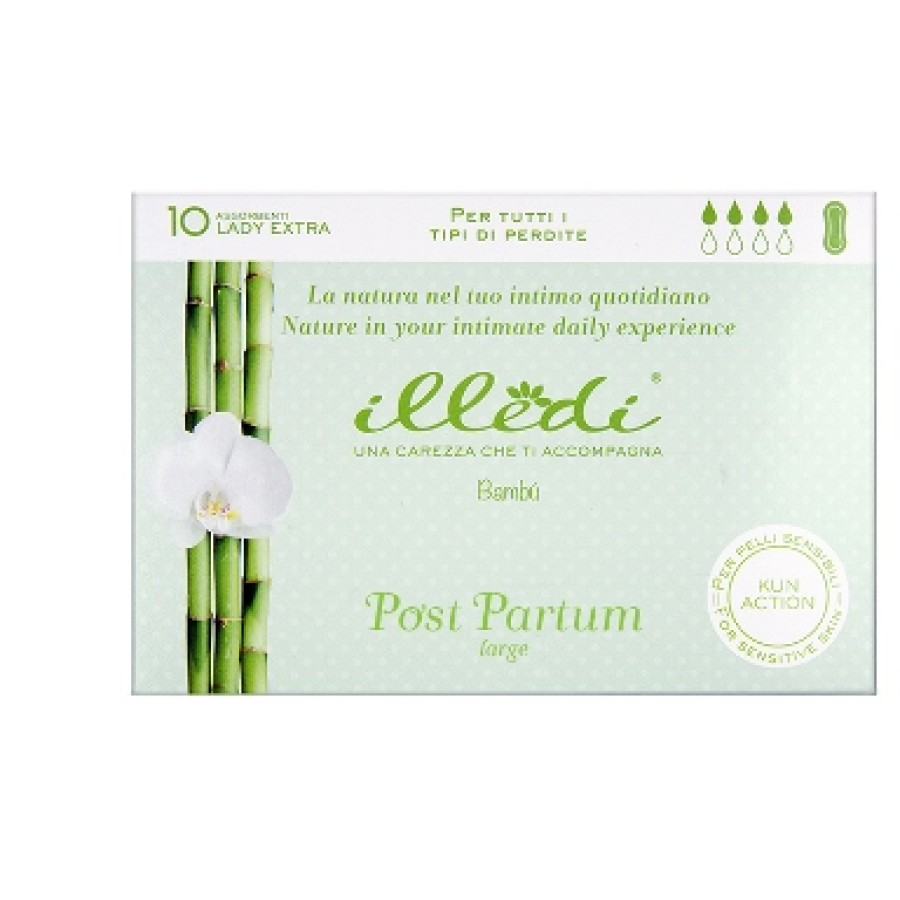 ILLEDI ASSORBENTI LADY EXTRA SENZA ALI POST PARTO PER TUTTI I TIPO DI PERDITE LARGE 10 PEZZI