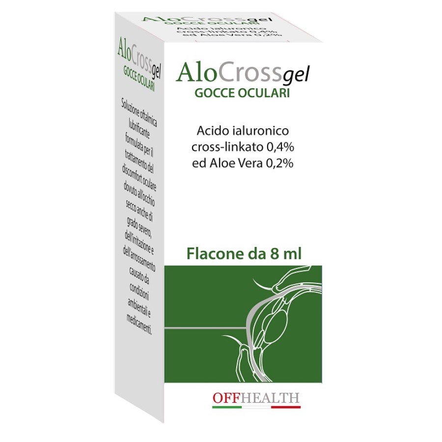 SOLUZIONE OFTALMICA LUBRIFICANTE ALOCROSS ACIDO IALURONICO SALE SODICO CROSS LINKATO 0,20% ED ALOE VERA 1 FLACONE 8 ML SOLUZIONE OFTALMICA LUBRIFICANTE ALOCROSS ACIDO IALURONICO SALE SODICO CROSS LINKATO 0,20% ED ALOE VERA 1 FLACONE 8 ML