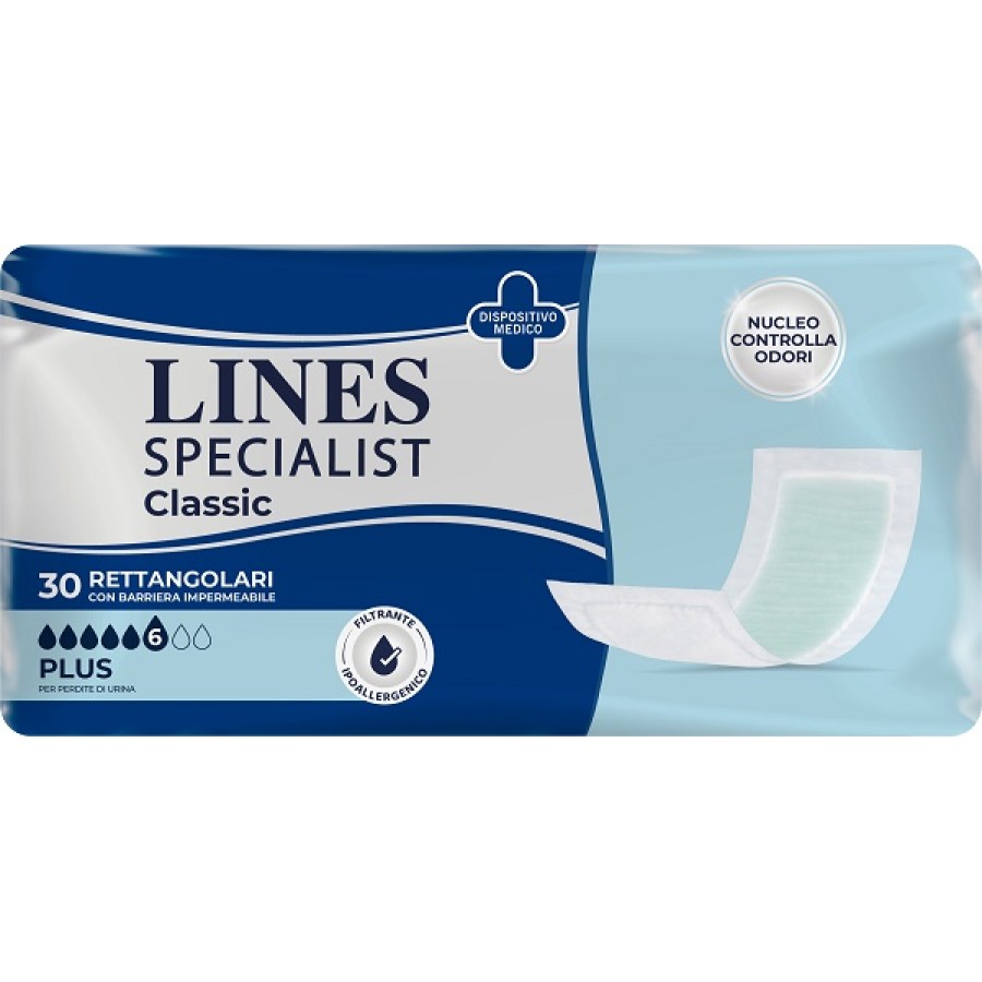 PANNOLONE LINES SPECIALIST CLASSIC RETTANGOLARE CON BARRIERA 30 PEZZI